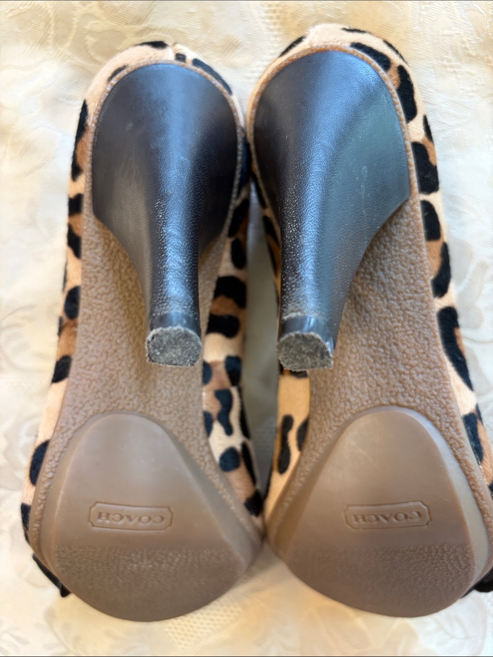 Coach Leopard-Print Bow Pumps in Tan and Black - Picture 7 of 9